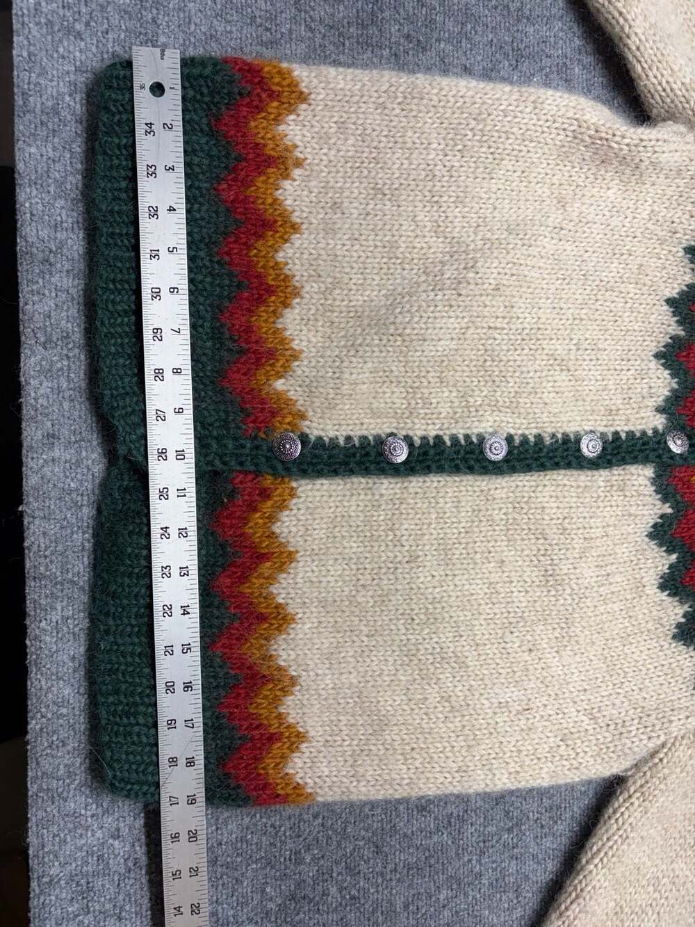 Vintage Iceland Sweaters? Cardigan Pure Wool Knit Folk Nordic Fair Isle Button M - Picture 4 of 13